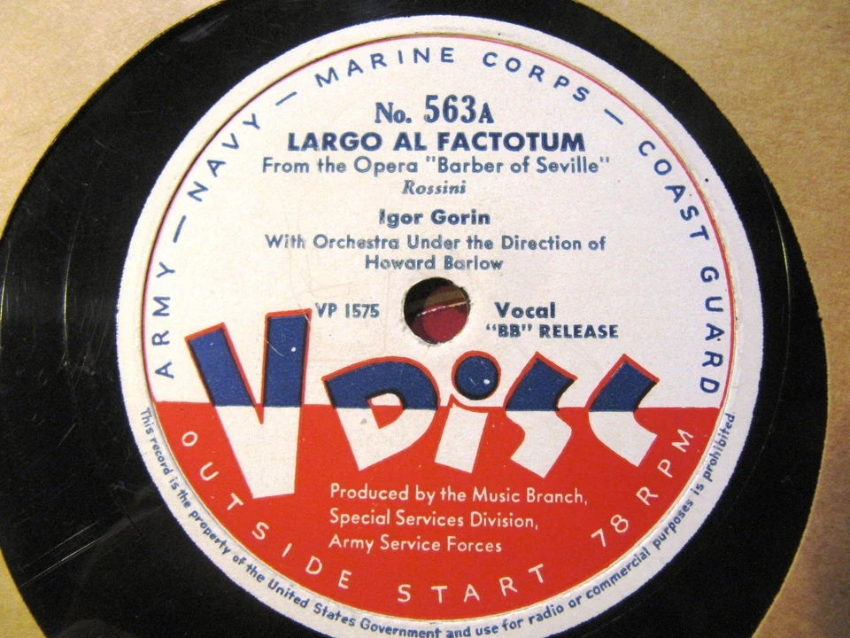 V DISC 563 FRED WARING Negro Spirituals IGOR GORIN Barbiere Largo al Factotum Foto 2 de 2