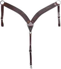 Western Horse Headstall Breast Collar Set Genuine American Leather Basket Weave 