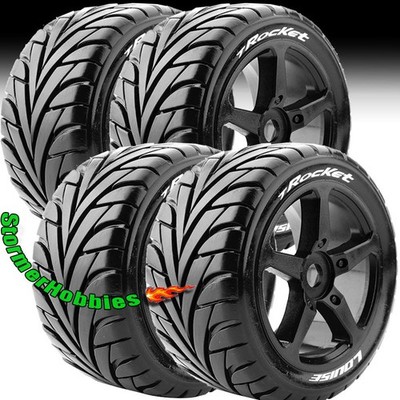 4 Louise RC LT3250SB T-Rocket 1/8 Off-Road Truggy Tires 0 Offset 17mm Black rims