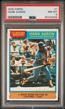 1976 Topps Hank Aaron Record Breaker #1 Milwaukee Brewers Graded PSA 8 MINT