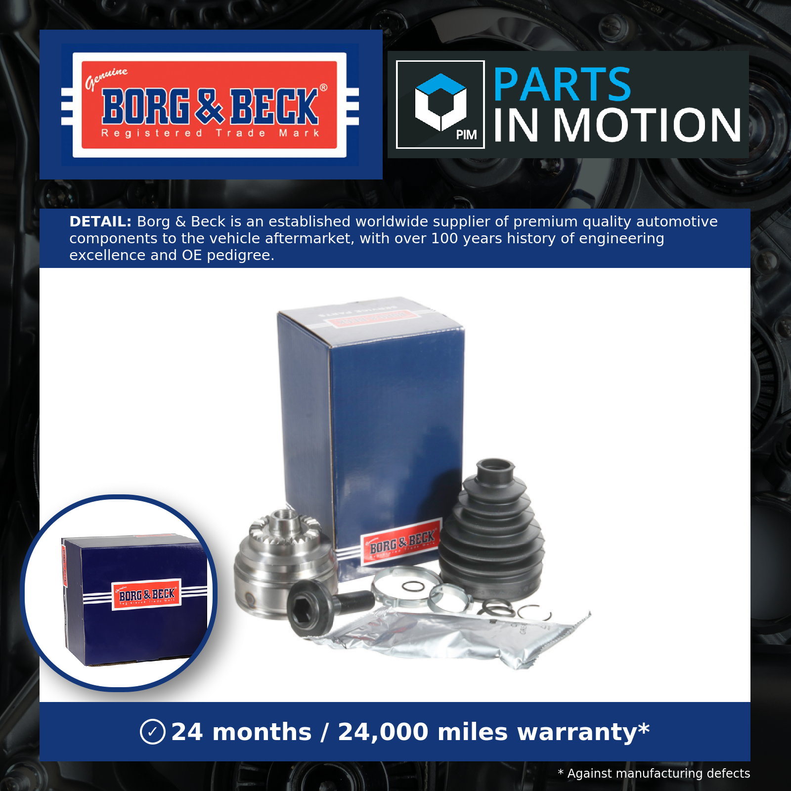 CV Joint Front Outer BCJ1633 Borg & Beck C.V. Driveshaft 31605A2DFB7 31605A2DFB8