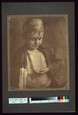 Newsboy looking at coins in his hand half length portrait circa 1900 Old Photo 1