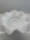 Fenton Silver Crest Large 11 Inch Double Crimped Bowl White Milk Glass Vintage