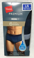 Hanes Premium 6 Pack Original Fit Briefs L 36-38 Mens Wicking No Ride Up