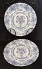 VTG Arcopal France Honorine Dinner Plates 10 3/4" Blue White Opal Glass Set of 2