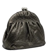 Etra Genuine Leather Kiss-lock Clutch/Crossbody, Women