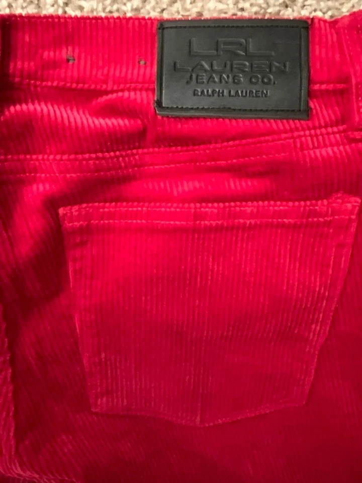 Ralph Lauren красный вельвет прямые штанины брюки размер 6 винтажный редкая находка!! - Изображение 3 из 4