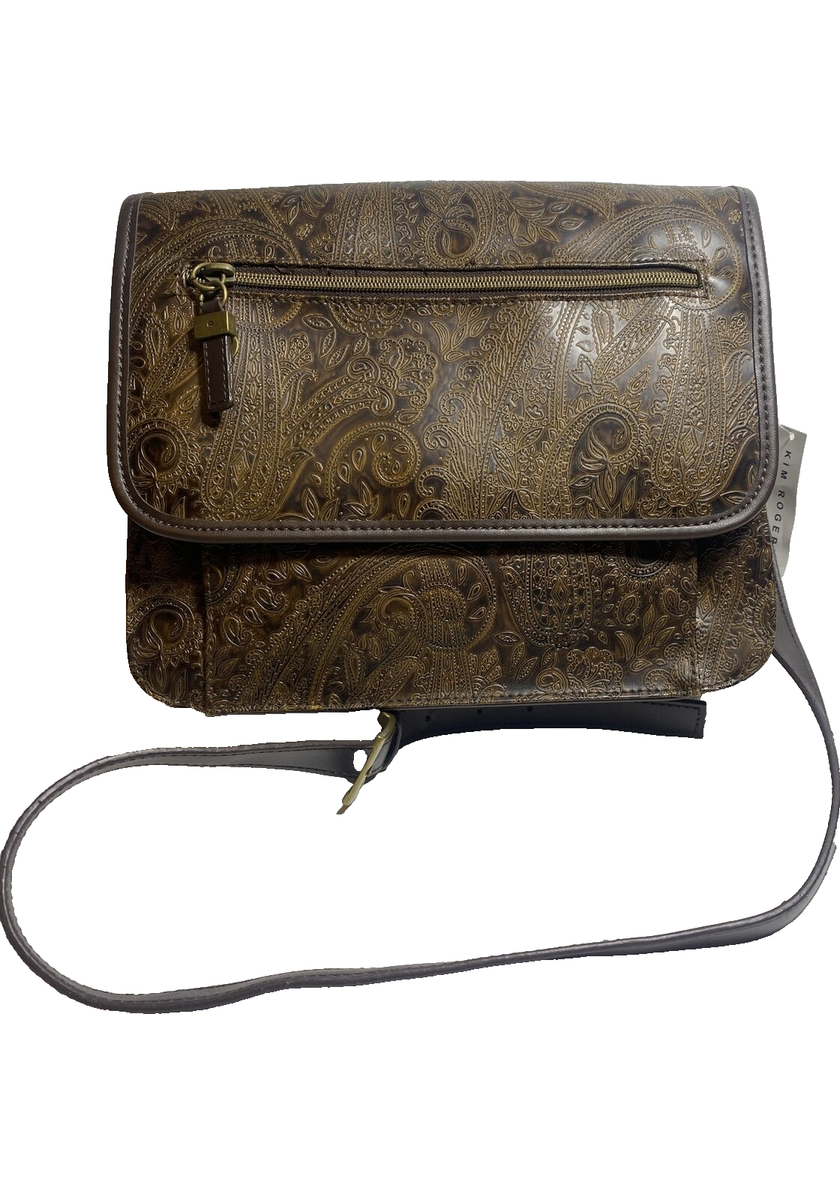 Kim Rogers Brown Embossed Paisley Print Shoulder Crossbody Handbag