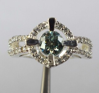 1.29 Ct Blue Diamond Solitaire Round Brilliant Cut Certified Ring See Video