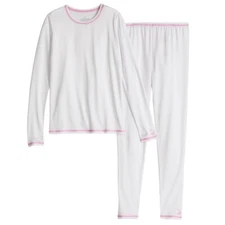 Cuddl Duds Girl Comfortech Poly White Base Layer Long Sleeve Top Pant L 10 12