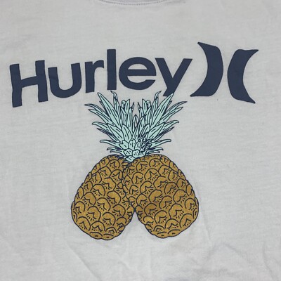 Hurley T Shirt Mens Medium White Beach Surf Pineapple