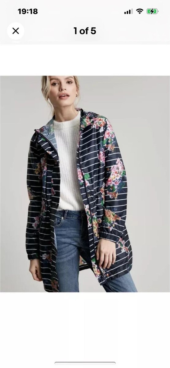 Joules Womens Golightly Printed Waterproof Packaway Coat Floral