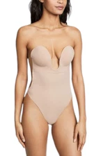 Fashion Forms Women's U Plunge Backless Strapless Bodysuit Nude