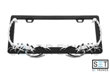 Black Metal Chrome Scorpion Scorpio License Plate Tag Frame Holdr Car Truck SUV 