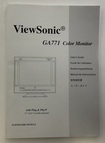ViewSonic GA771 Color Monitor Installation Manual & Disk ElectronicsRecycledCom - Picture 3 of 10