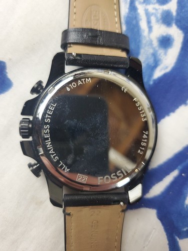 Fossil Grant Black Men's Chronograph Date Watch Leather Strap Stainless FS5133_ - Picture 4 of 8