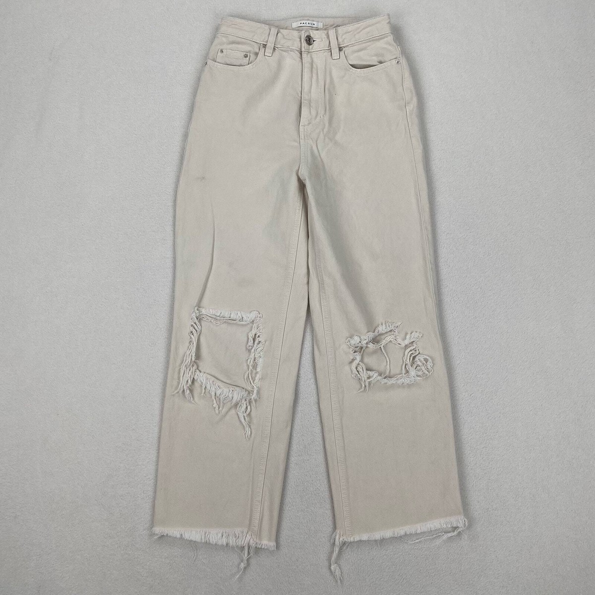 Pacsun Jeans Size 25 Cream White High Rise Straight Leg 90s Boyfriend  Distressed - Main Image