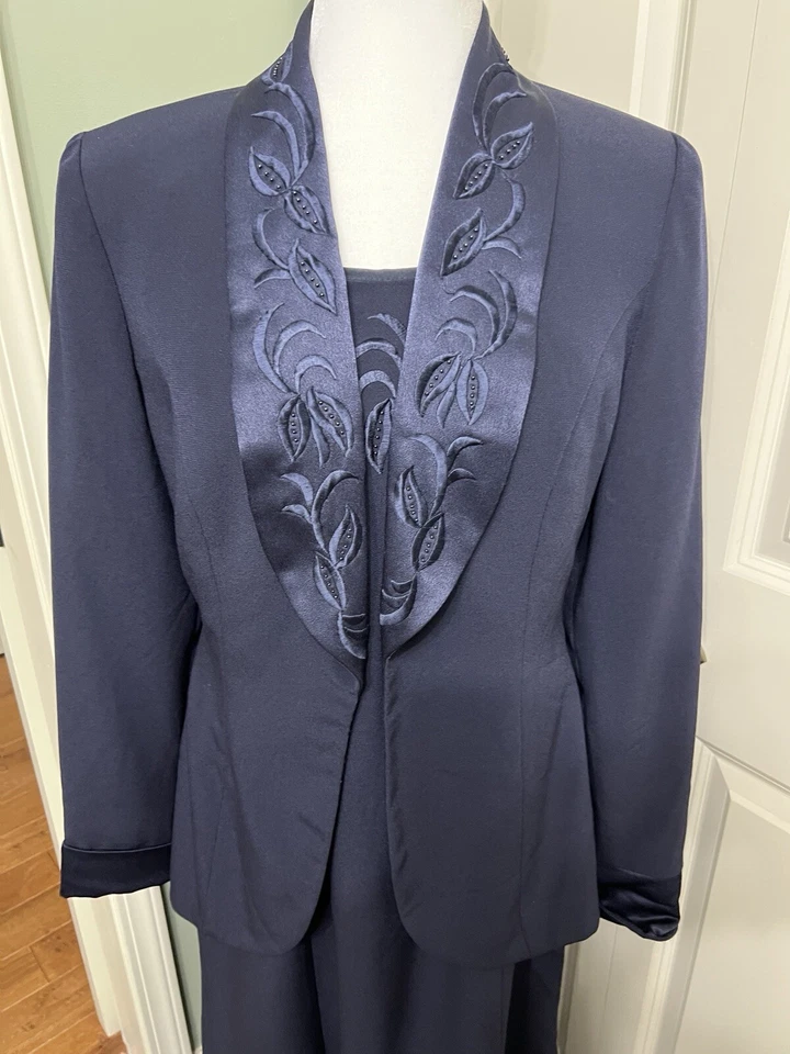 Ash-Ree Design 女式 2 件长礼服带夹克蓝色正式婚礼礼服,尺寸 11/12 — 第 2/4 张图片