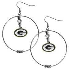 Green Bay Packers 2 inch Hoop Earrings NFL Licensed Football Jewelry