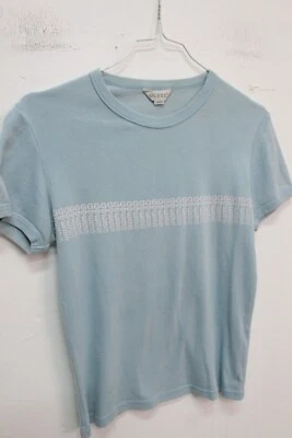 GUESS Frau Größe L Jersey T-Shirt Baumwolle Blau Logo Frau Kurze Ärmel - Bild 1 von 4