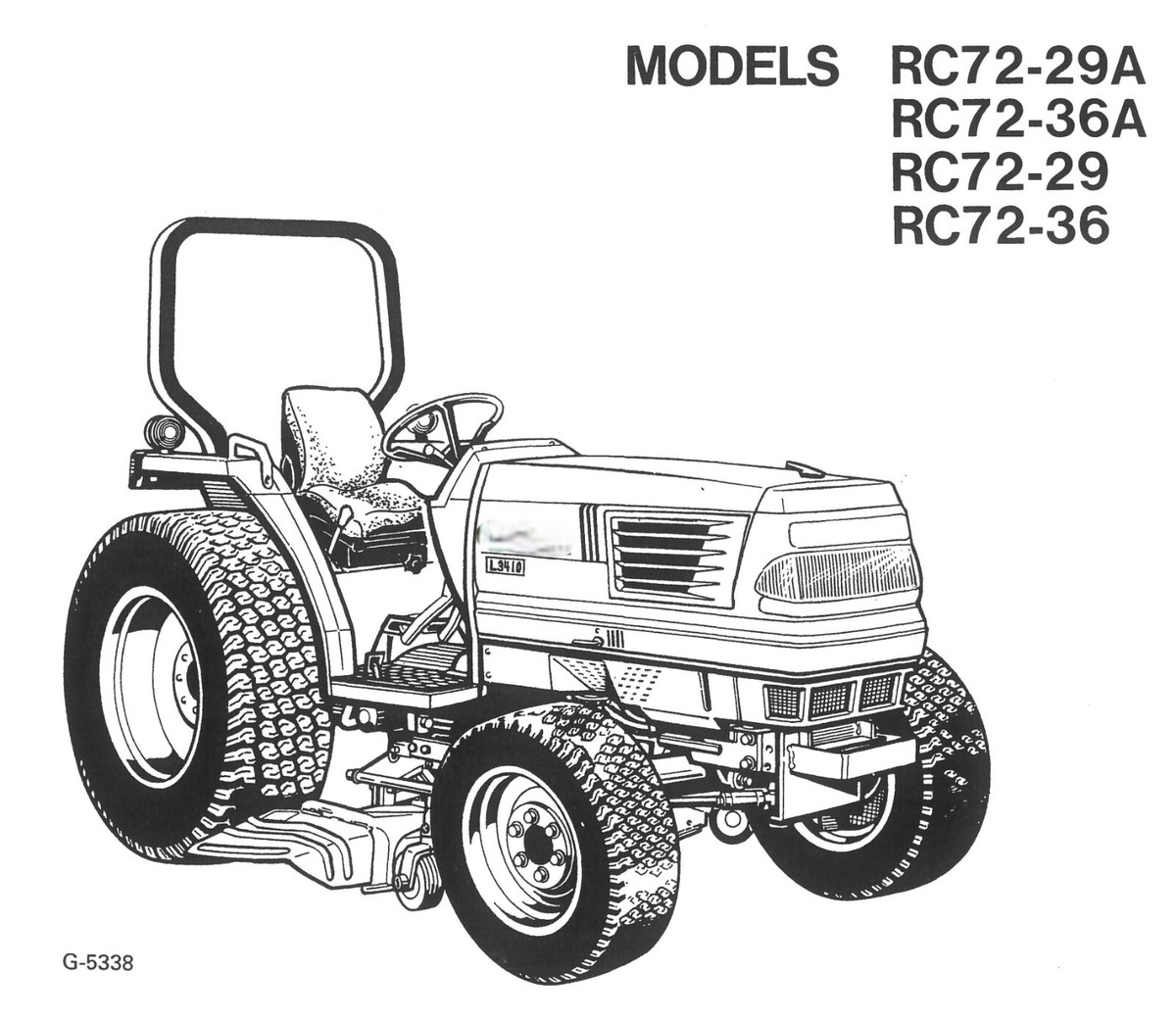 Kubota Mid Mount Rotary Mower Manual L2900 RCK72-29 RCK72