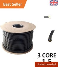 3 Core Round Black Flex Flexible Cable 3183Y 1.5 mm - 10 metre Cut Length 3.42 per metre