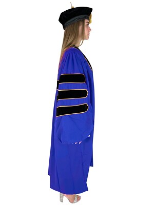 with tags Blue Doctoral Gown wGold Piping Hood and Tam Set for Professor G2U