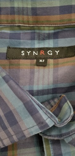 Synrgy Men's Multi Color Plaid Button Front Long Sleeve Cotton Shirt Sz XL Tall - Picture 4 of 6