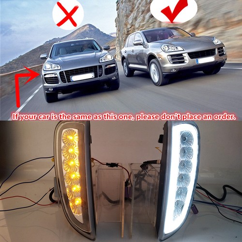 PAIR LED Daytime Running Light DRL Fog Signal Lamp For Porsche Cayenne 2006-2010 - Foto 5 di 8