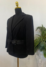 NWT Kay Unger New York Black Rayon Blend Bow Accent Blazer Jacket Size 14, 500