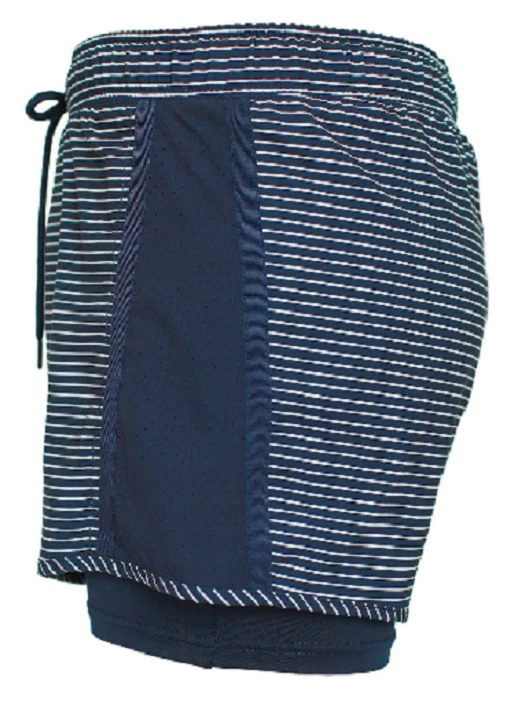 NUEVO Pantalones Cortos Atléticos Tangerine Damas Dos-fer Rayas Yoga Índigo Más Oscuro Medianos Foto 2 de 4