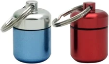 2 Pack Aluminium Pill Container Keychain Pocket Coin Stashes Metal Medication...