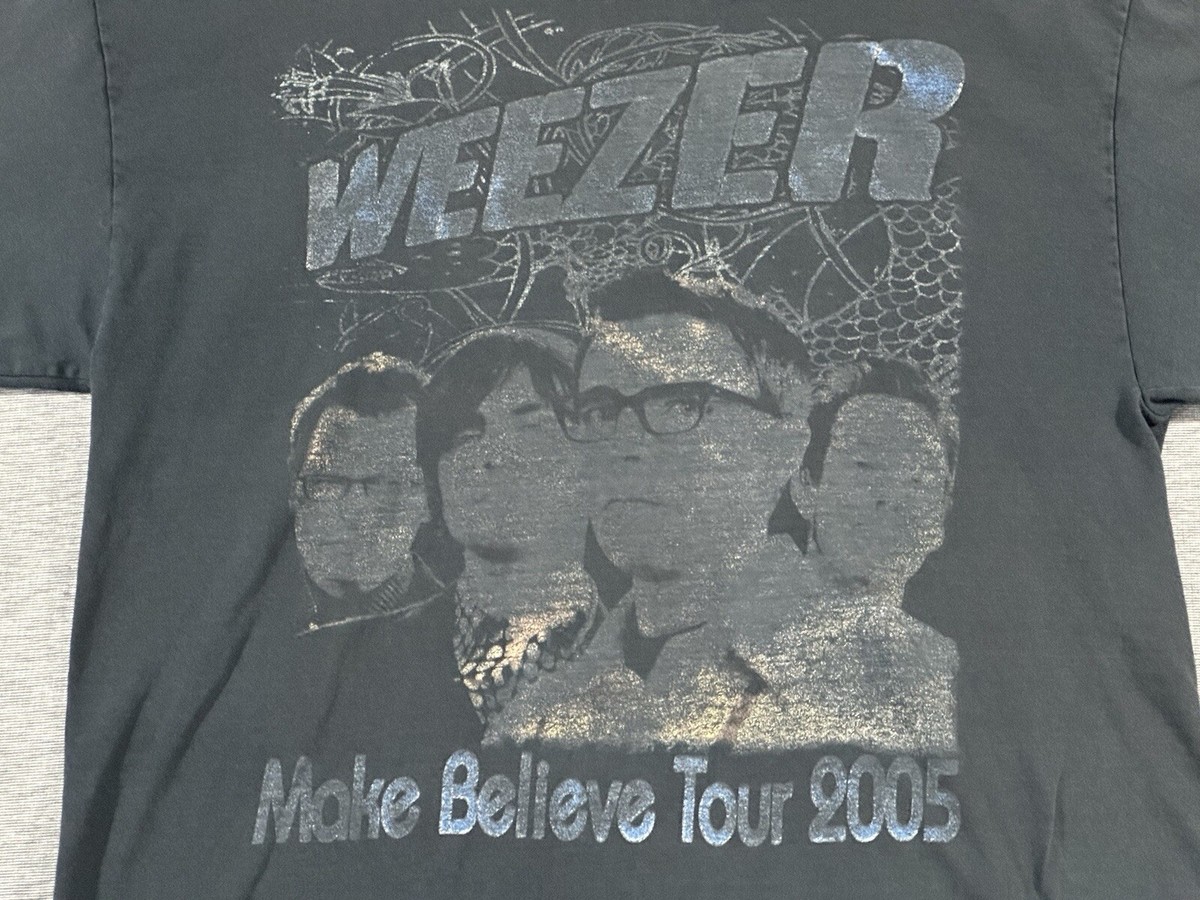 weezer Tシャツ make believe L 黒 Weezer Make Believe Tour 2005 Shirt Large Black Distress