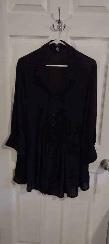 Blusa y camisola negra de fiesta/vacaciones Alfani para mujer de 2 piezas manga 3/4 talla 2XL Foto 2 de 4