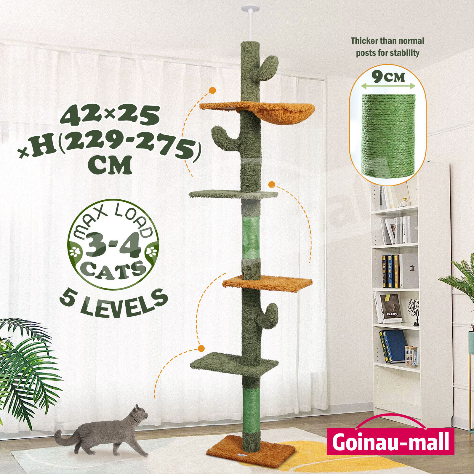 Cat Tree Tower Scratching Post Sisal Furniture Scratcher Stand Scratch Pole