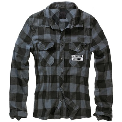 Frauen Flanell Shirt Langarm La Familia FCK Germany Bikerin Support Rocker MC