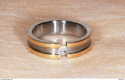 Bague En Acier Et Pierre - Taille 57, Neuf Sans Emballage, Simple Et Moderne