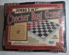 NEW Jumbo 3 in 1 Checkers Rug Game Tic Tac Toe (Made in the USA)