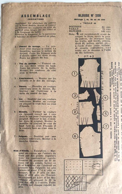 258 Ancien PATRON PARIS LUXE VINTAGE FRENCH CHEMISIER SANS