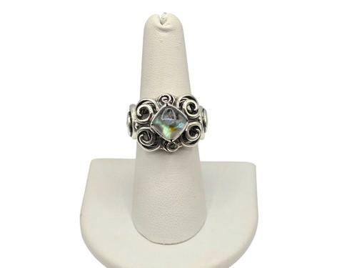 Carolyn Pollack Ring Whirlwind 925 Sterling Silver Abalone Doublet Band Size 7 - Picture 11 of 18