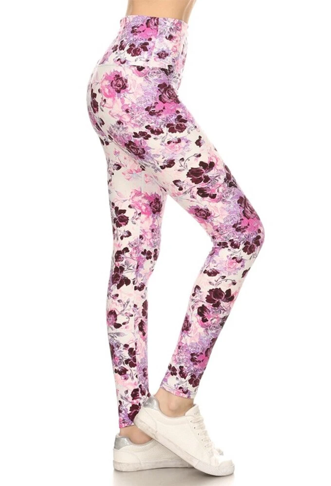 Leggings Depot Women's Ultra Soft High Waist Legging Pink RoseLY5R-R689-YOGA