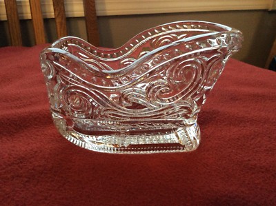 St George American Lead Crystal Christmas Sleigh Cany Dish 
