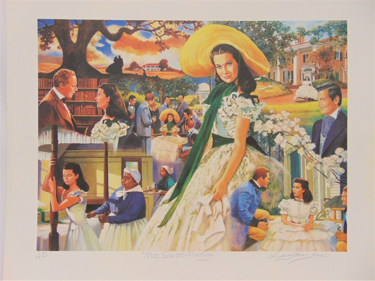 絵画 K.schottler キャサリーナスコットラー 額つき Gone With the Wind Lithograph 