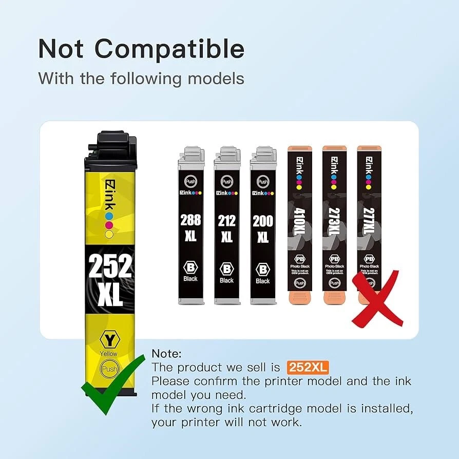 10-PACK E-Z Ink Cartridges Replacement for Epson 252XL - NEW! - Image 4 of 4