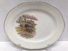 Homer Laughlin Platter 11" Oval Colonial Kitchen Liberty Gold Trim Vintage
