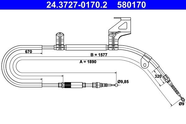 1 X Seilzug Feststellbremse ATE 24.3727-0170.2 FüR VW Passat-image