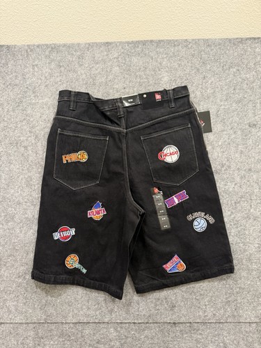 Vintage All Star City Name Men's Denim Shorts Blue Baggy Hip Hop Skater Y2K 36 - Picture 2 of 4
