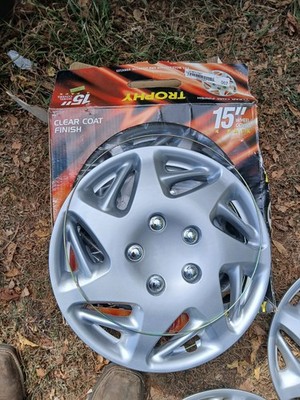 15'' Silver Wheel Rim Hub Caps Car Covers Chrome Lot of 3 Custom Accessories Open