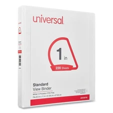 Universal 20742PK 1 in. Capacity Slant D-Ring View Binder - White (4/Pack) New