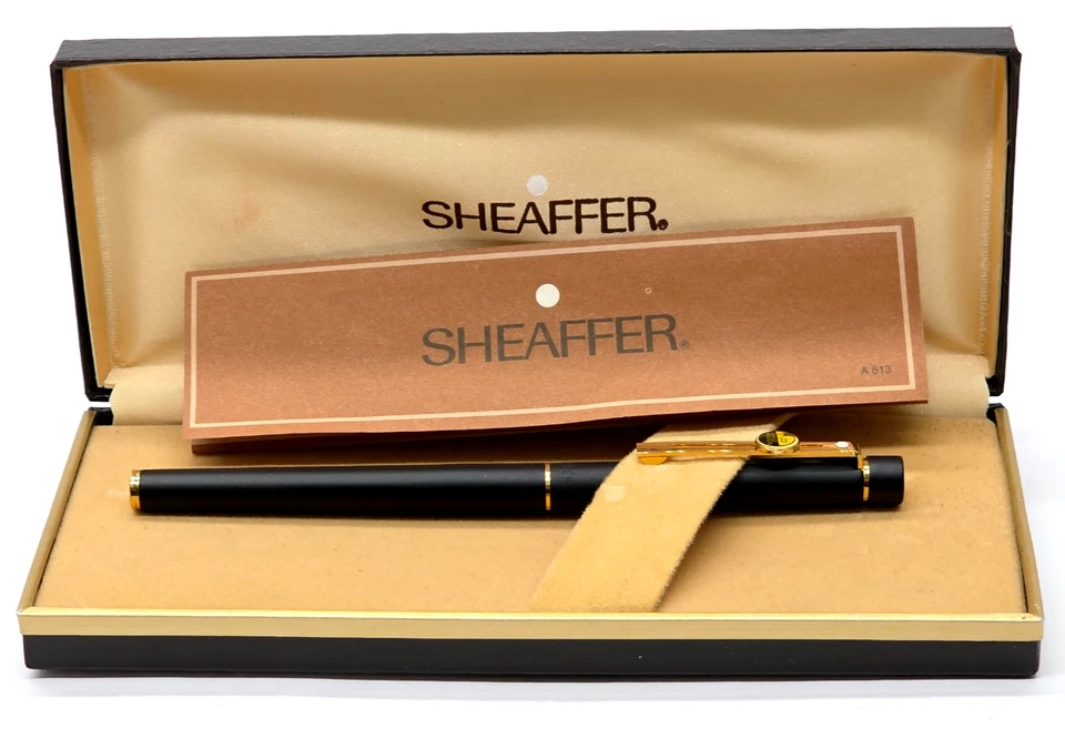 Pluma Estilográfica Burlington FP Sheaffer 1003 Targa Punto Blanco Negro Mate 14K 585 Nuevo en Caja Foto 4 de 4